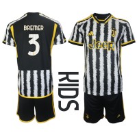 Fotbalové Dres Juventus Gleison Bremer #3 Dětské Domácí 2023-24 Krátký Rukáv (+ trenýrky)